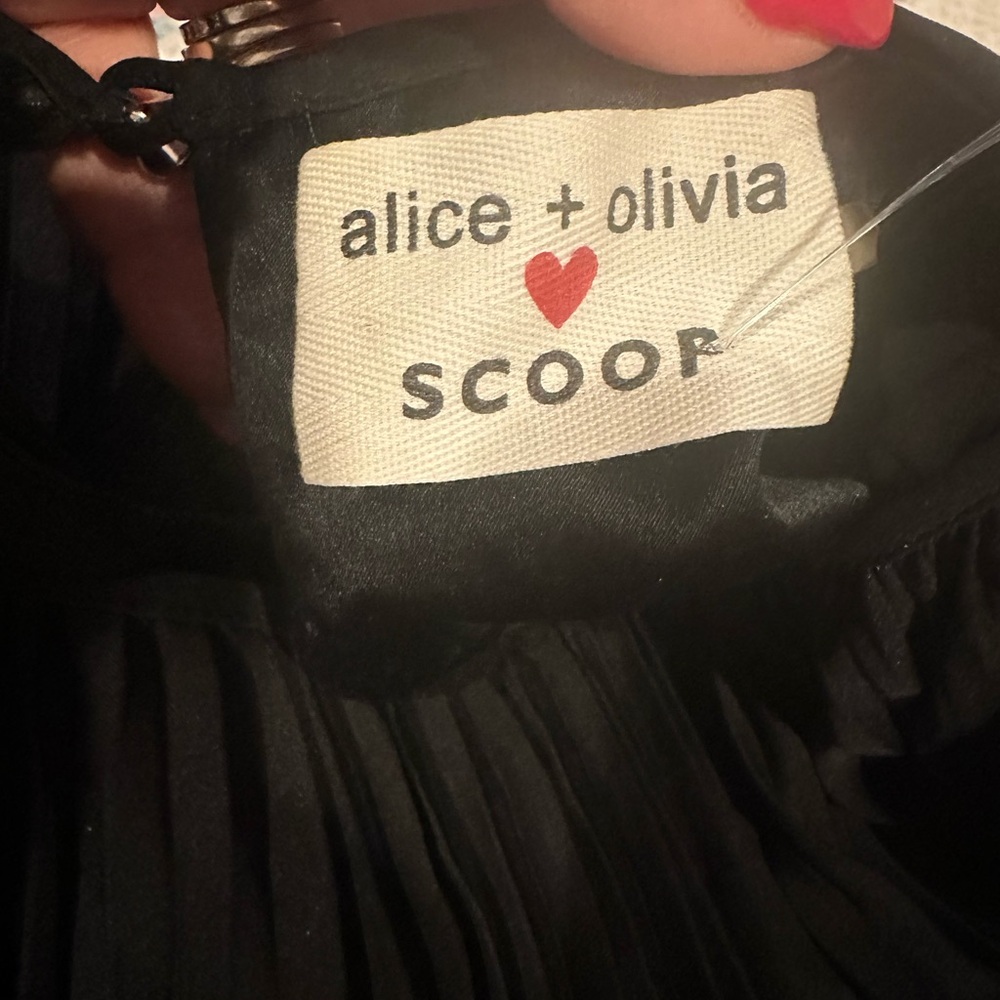 Alice + Olivia Scoop Silk Black Pleated Wedding Guest Cocktail Party Dress S - Picture 8 of 13